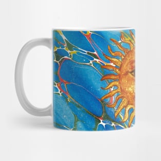 SUN IN BLUE MARBLING WITH RED YELLOW GREEN SHADES Mug